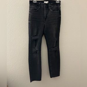 Womens distressed black denim